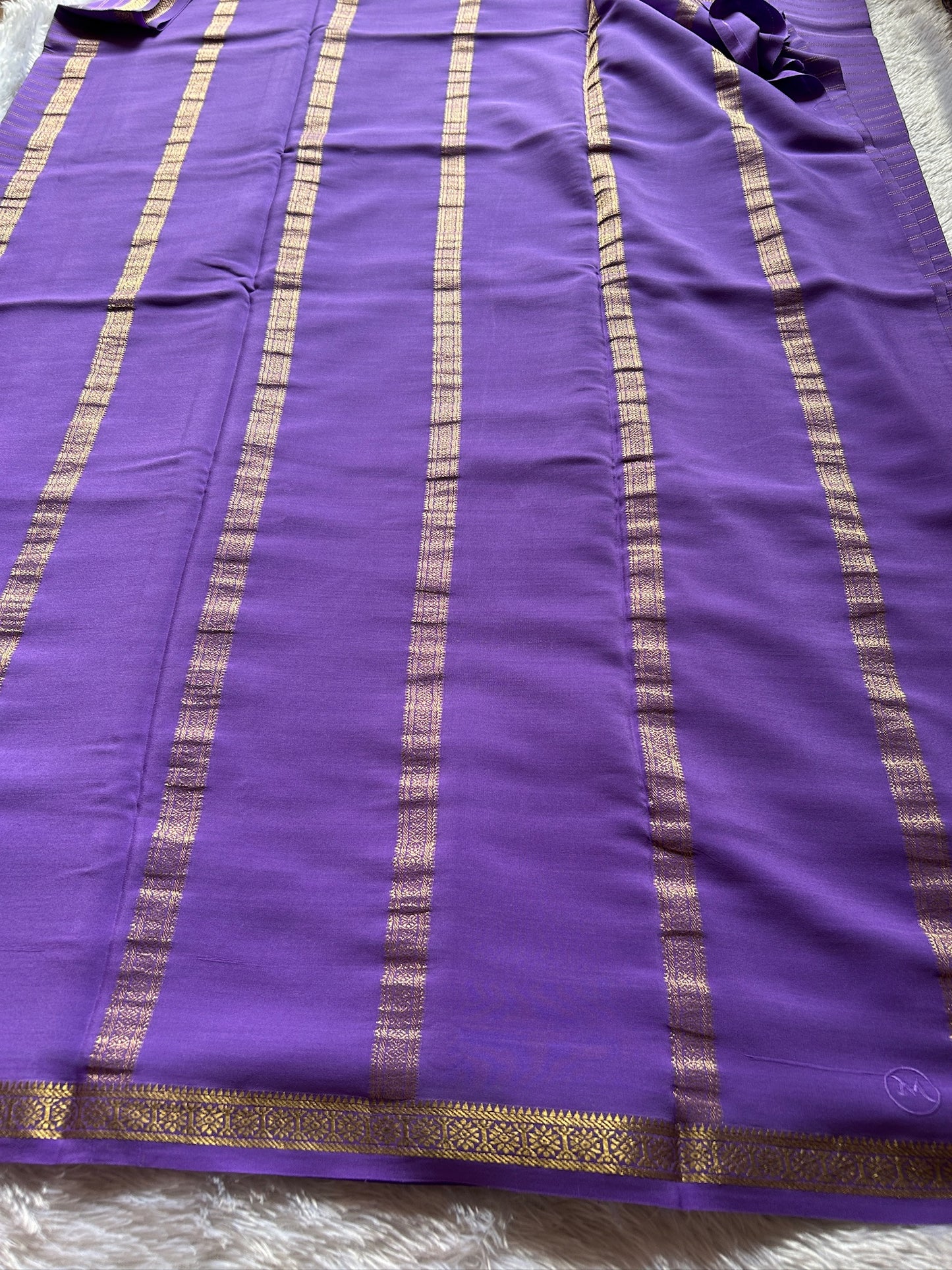 Pure CSG Zari crepe silk : Solid Lavender