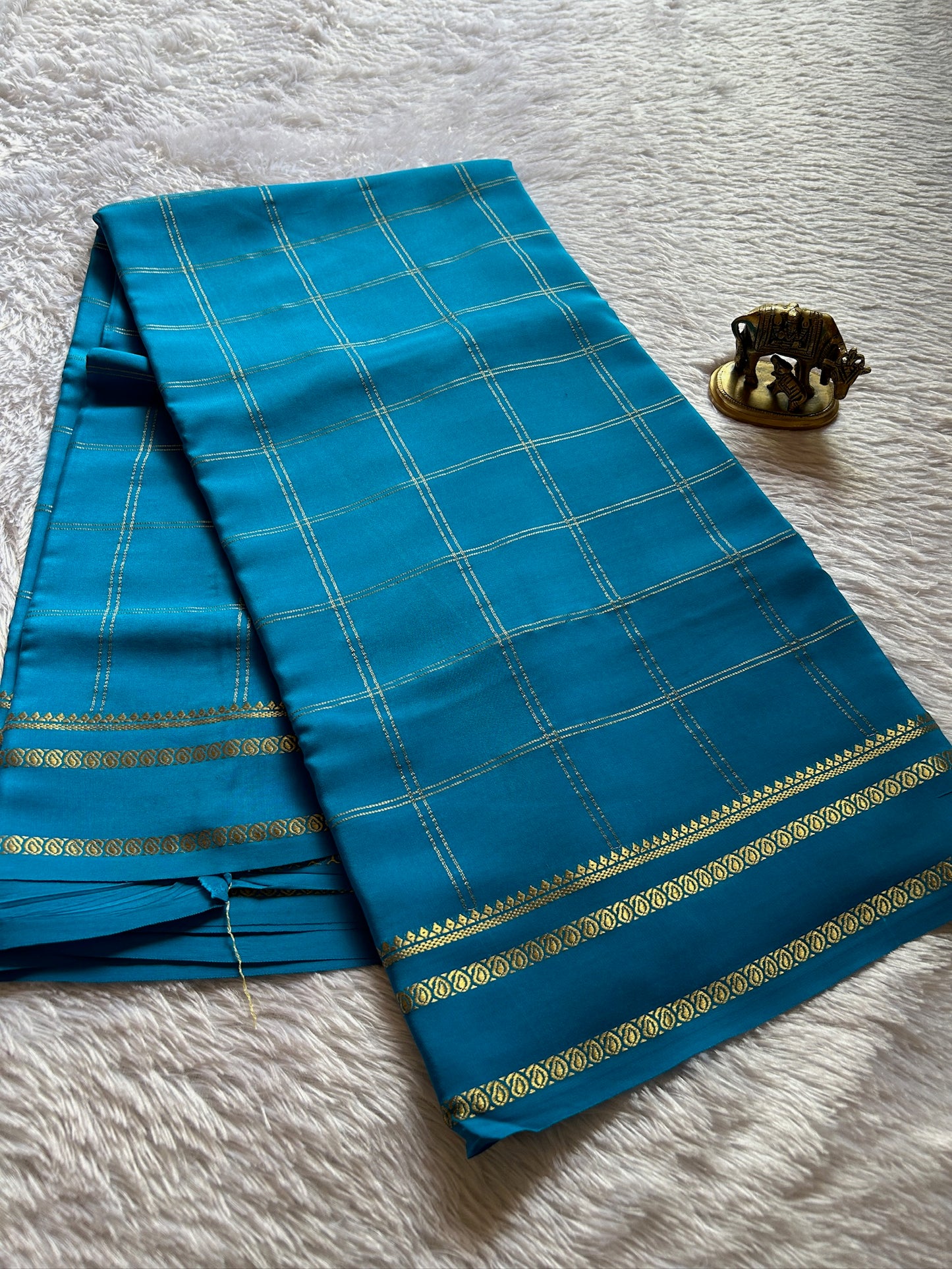 Pure CSG Zari crepe silk : Solid Ananda blue