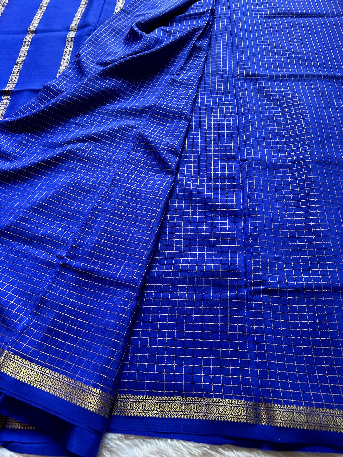 Pure CSG Zari crepe silk : Solid Royal blue
