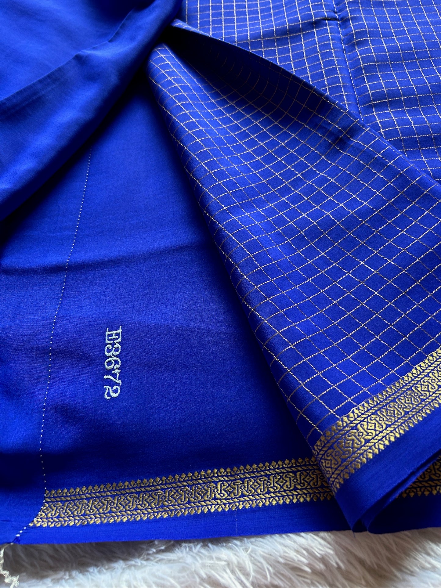 Pure CSG Zari crepe silk : Solid Royal blue