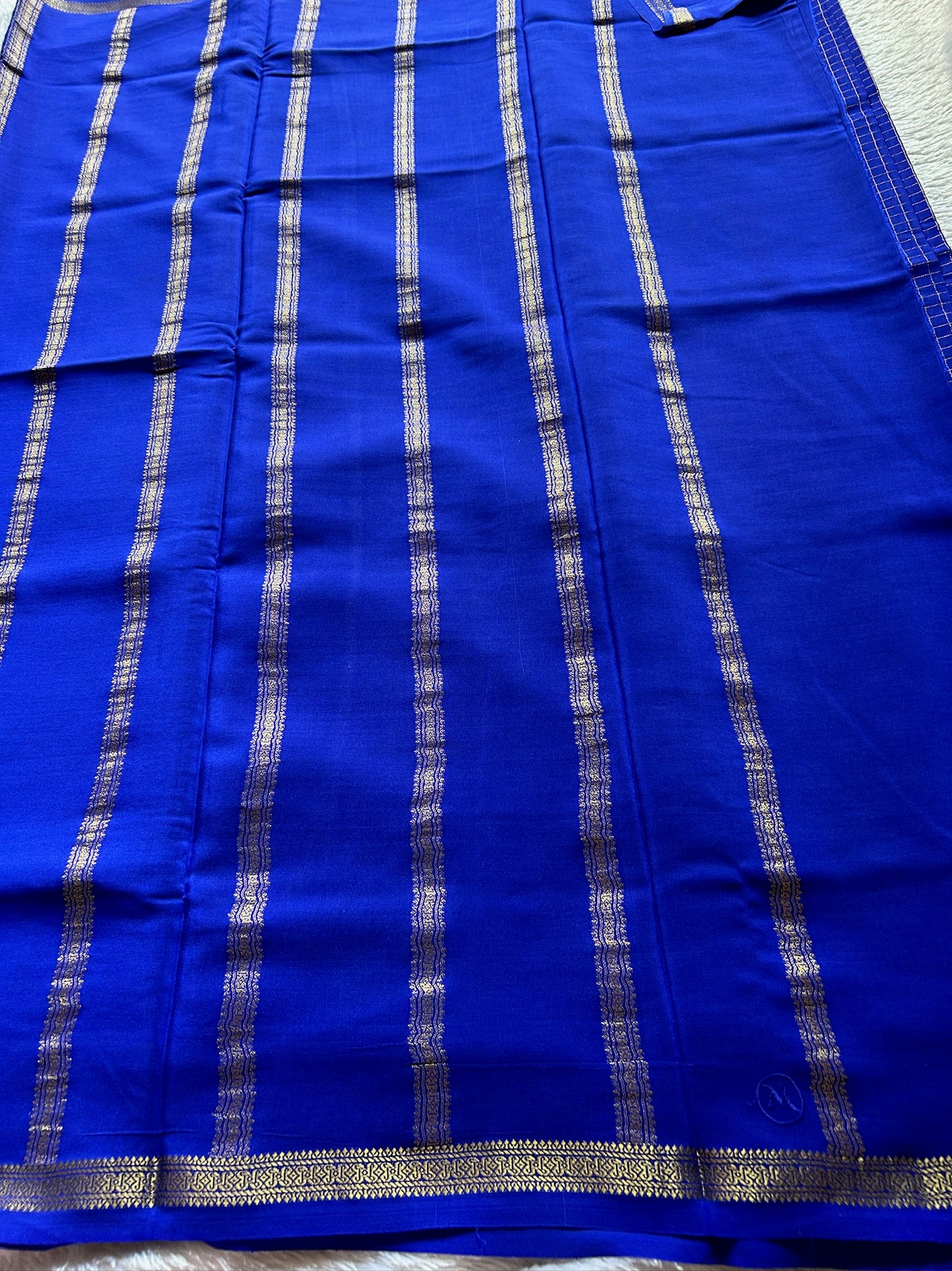 Pure CSG Zari crepe silk : Solid Royal blue