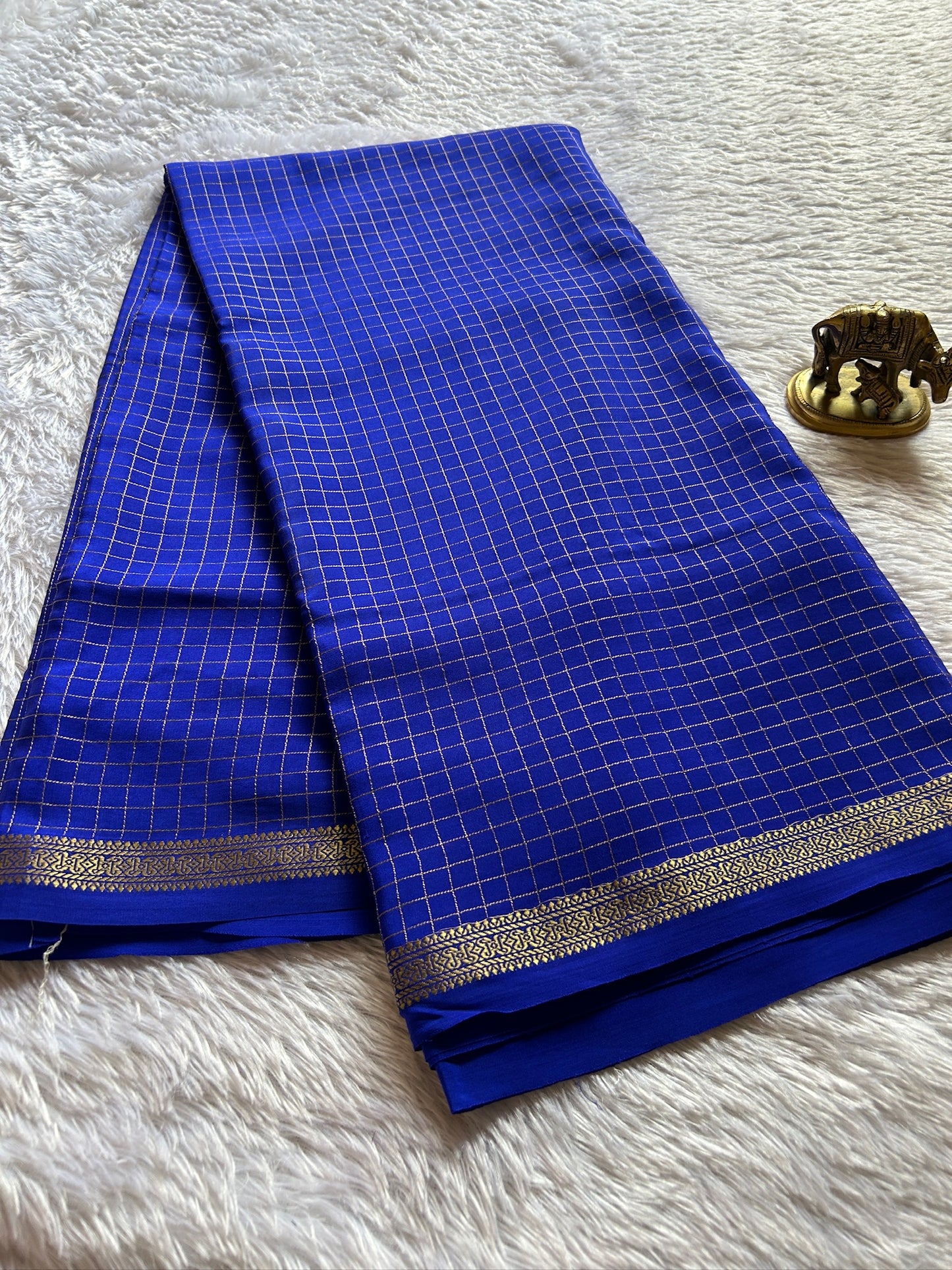 Pure CSG Zari crepe silk : Solid Royal blue