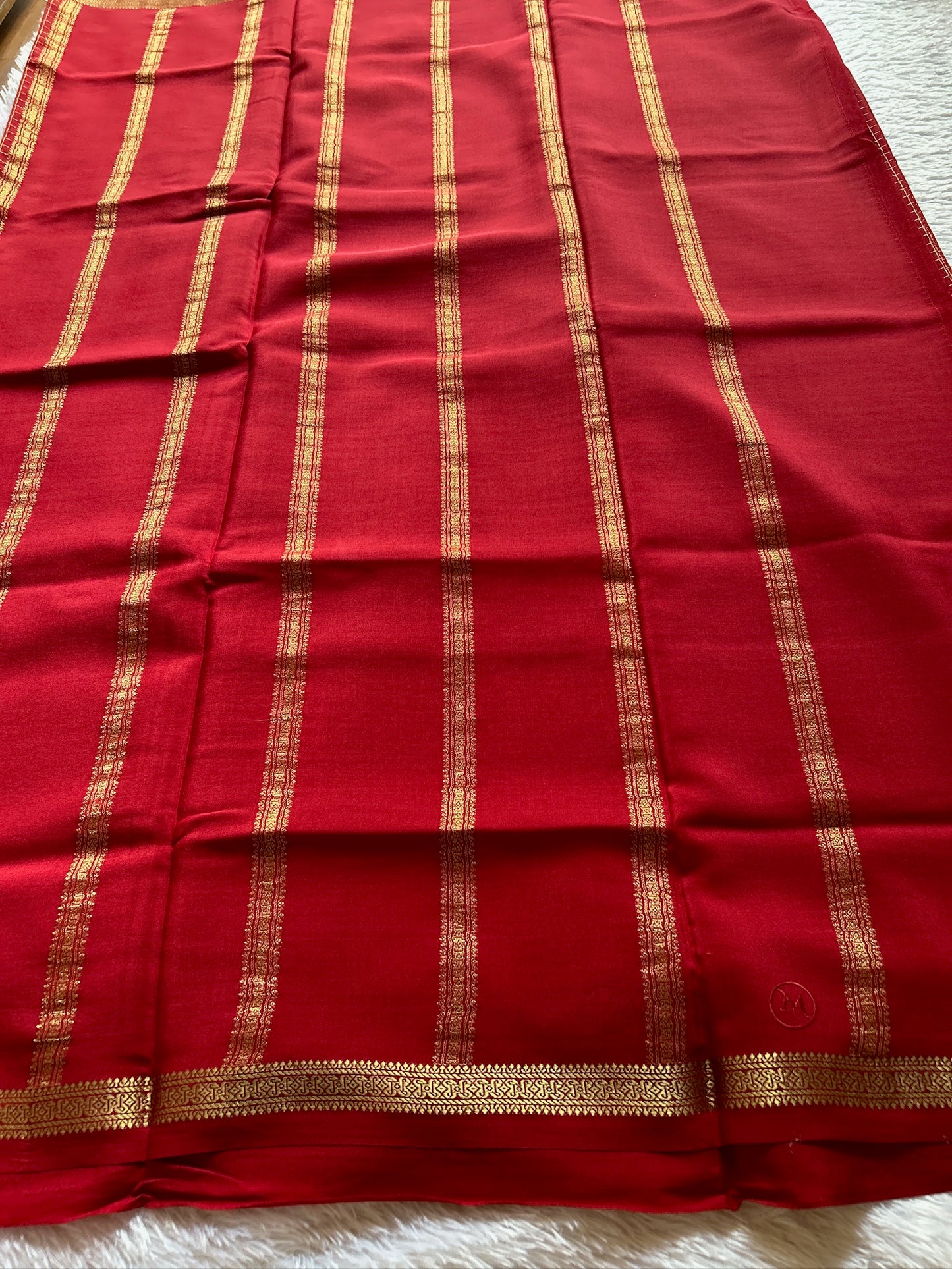 Pure CSG Zari crepe silk : Solid Red