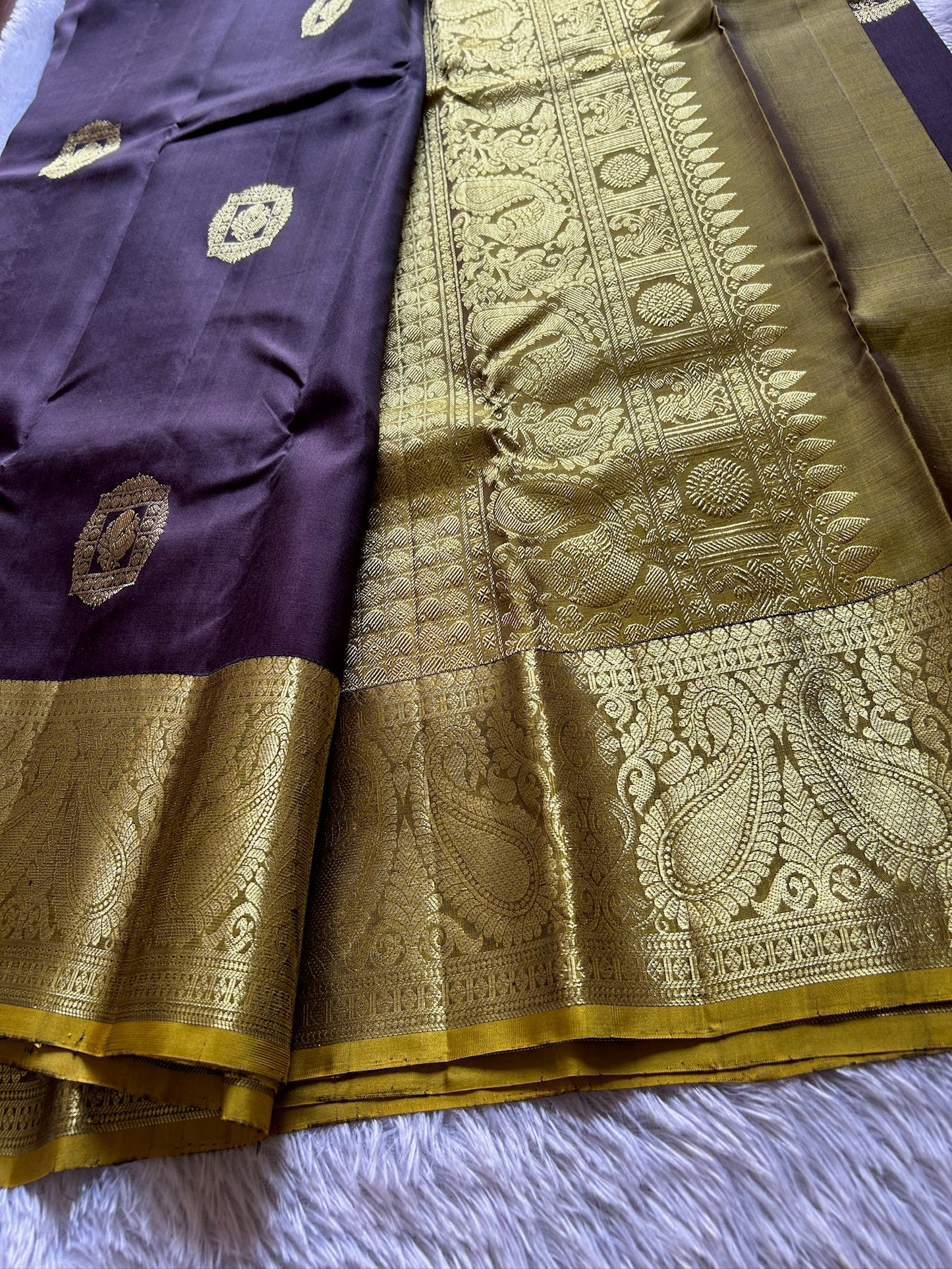 Coffee-olive Kancheepuram silk