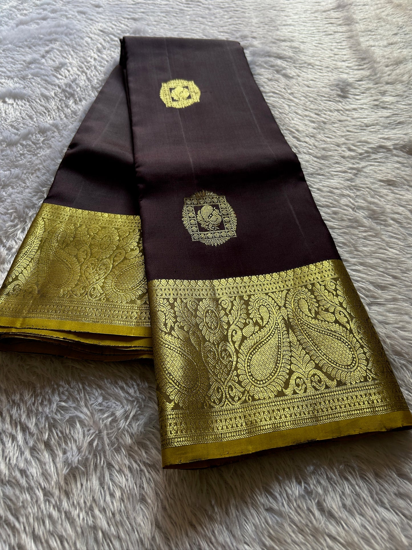 Coffee-olive Kancheepuram silk