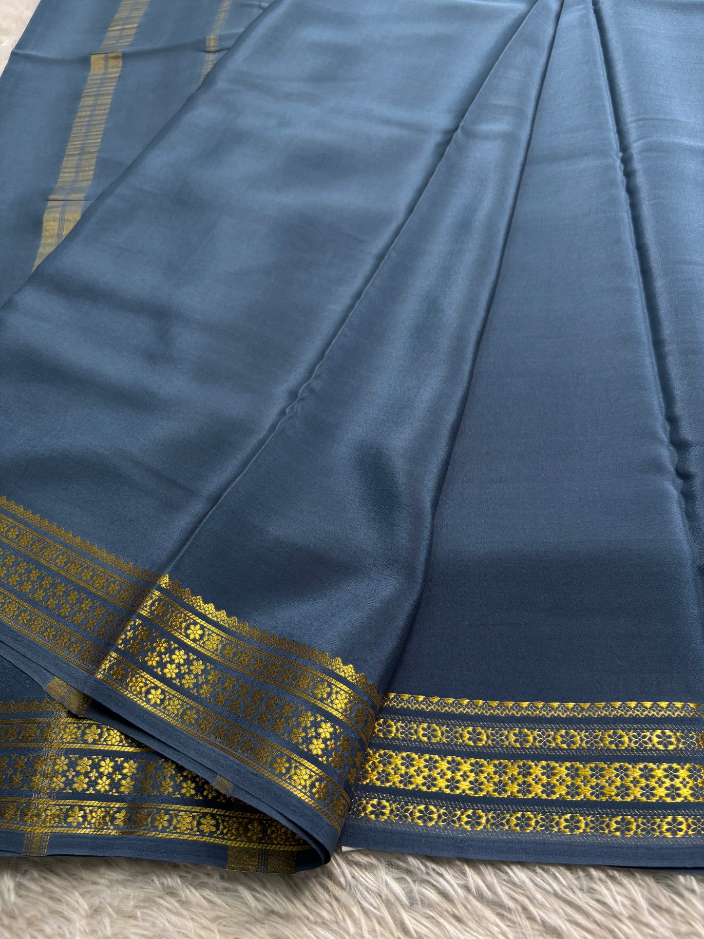 Chandana : Solid Blue grey