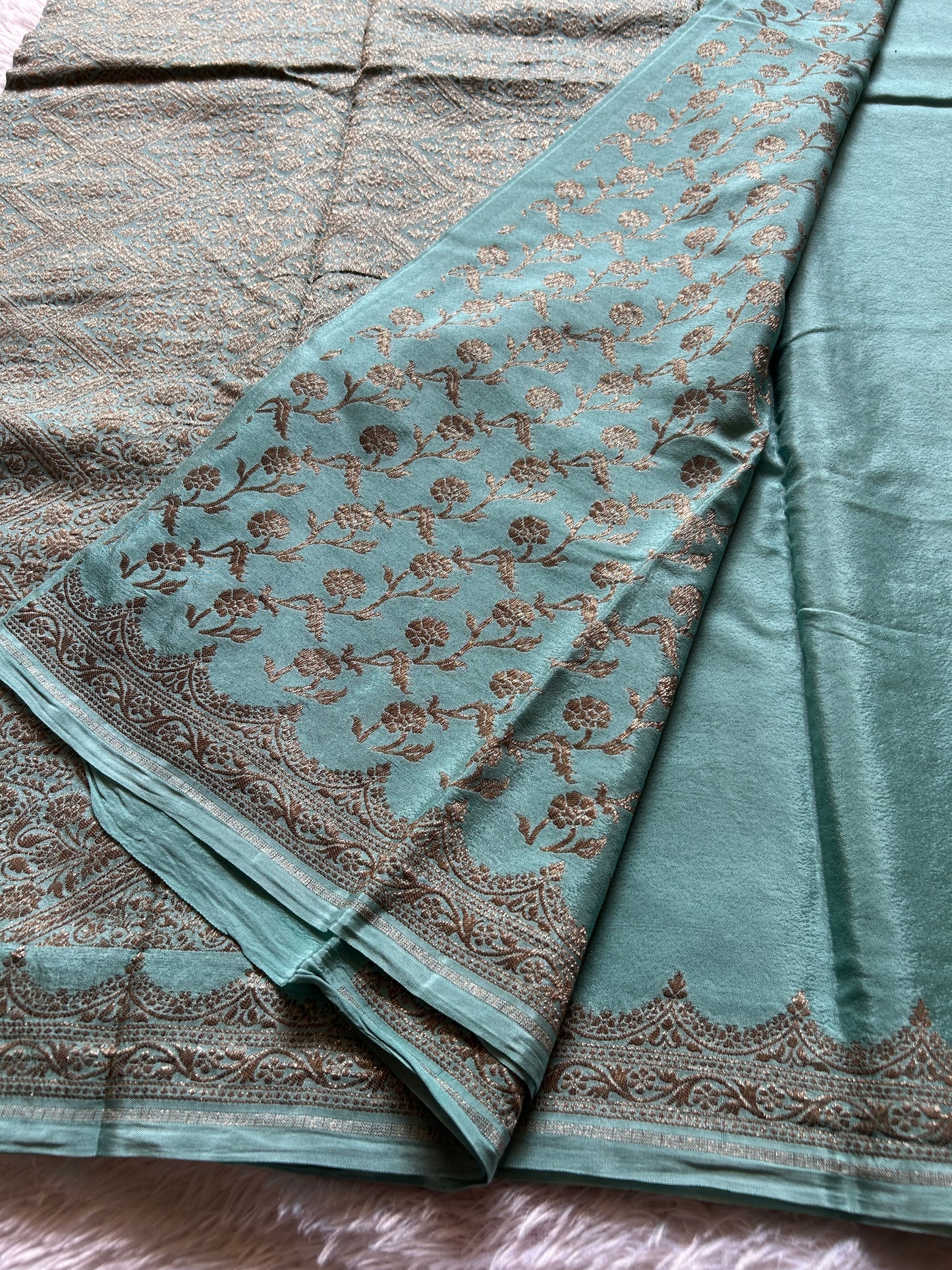 Soft Crepe Banarasi : Solid Powder blue
