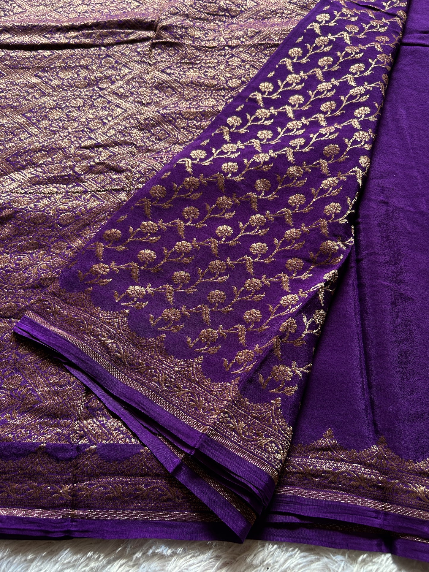 Soft Crepe Banarasi : Solid Purple