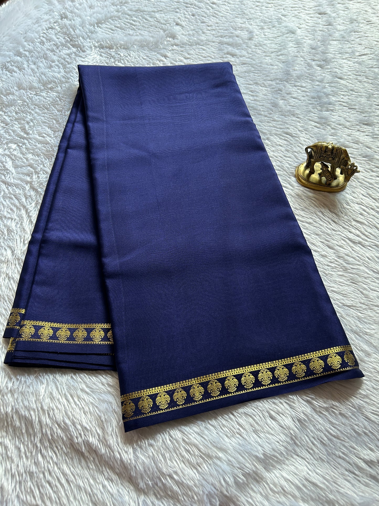 Pure CSS zari Mysore crepe silk : Dark Blue