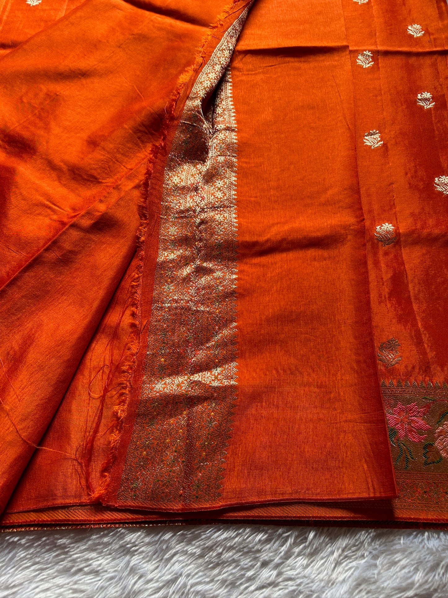 Soft Paithani : Solid Orange