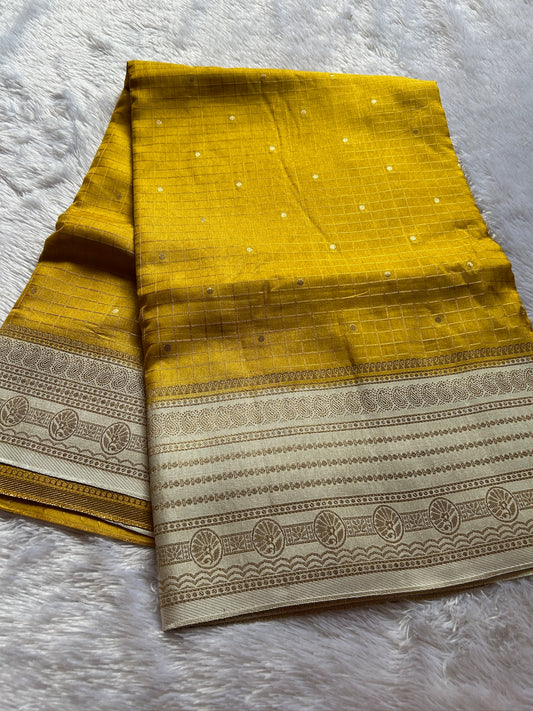 Semi Soft Silk (2D) : Yellow-off white