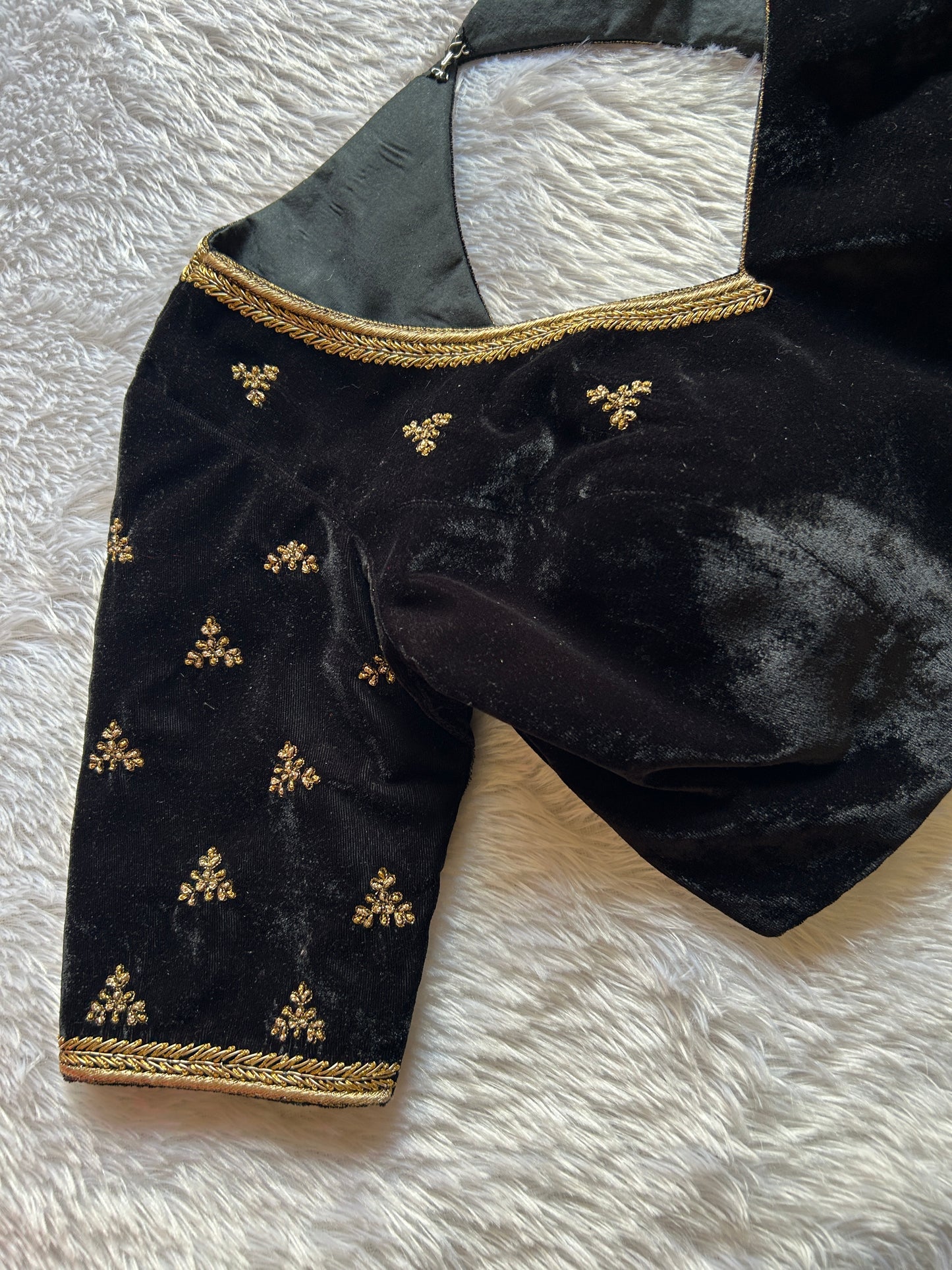 Black Velvet Hand Embroidered Blouse