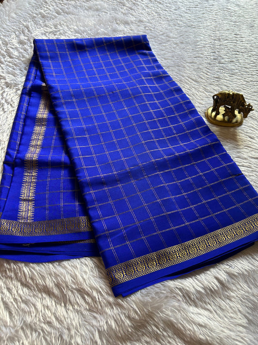 Pure CSG Zari crepe silk : Royal Blue