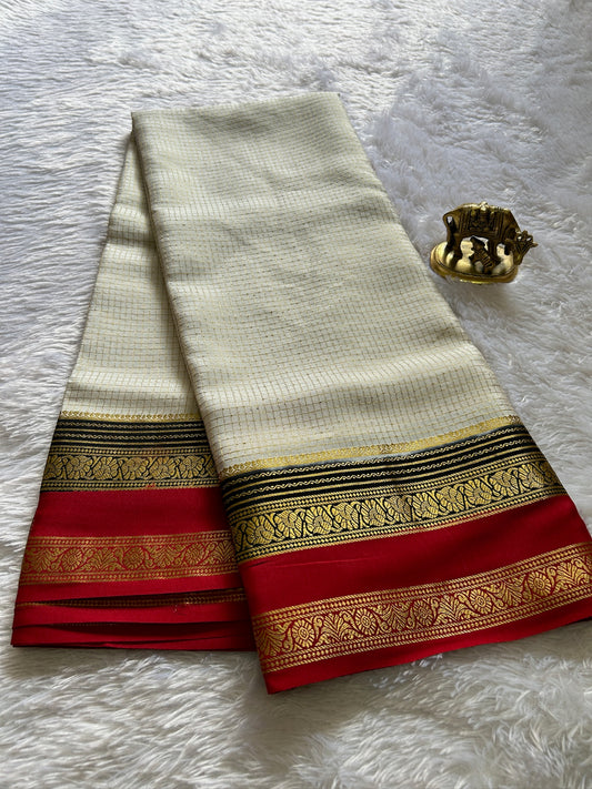 Gayatri (3D) : Off white-black-maroon