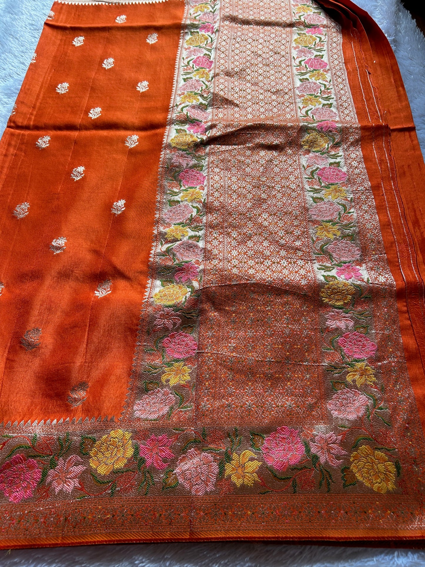 Soft Paithani : Solid Orange