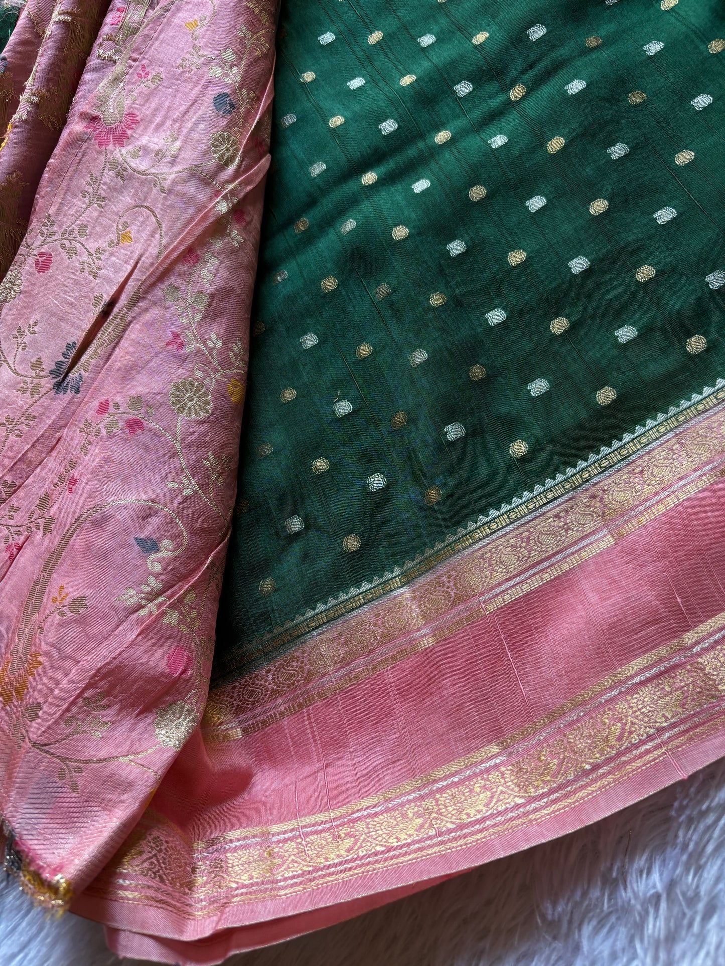 SS101 : Bottle green - Light Pink