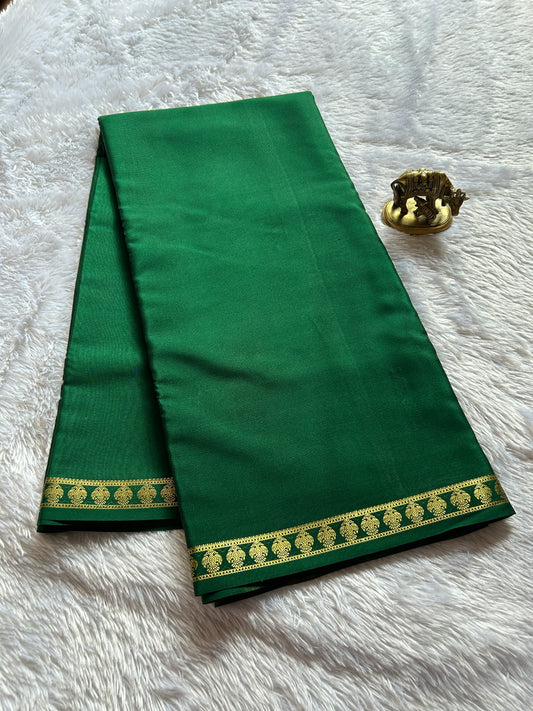 Pure CSS zari Mysore crepe silk : Bottle Green