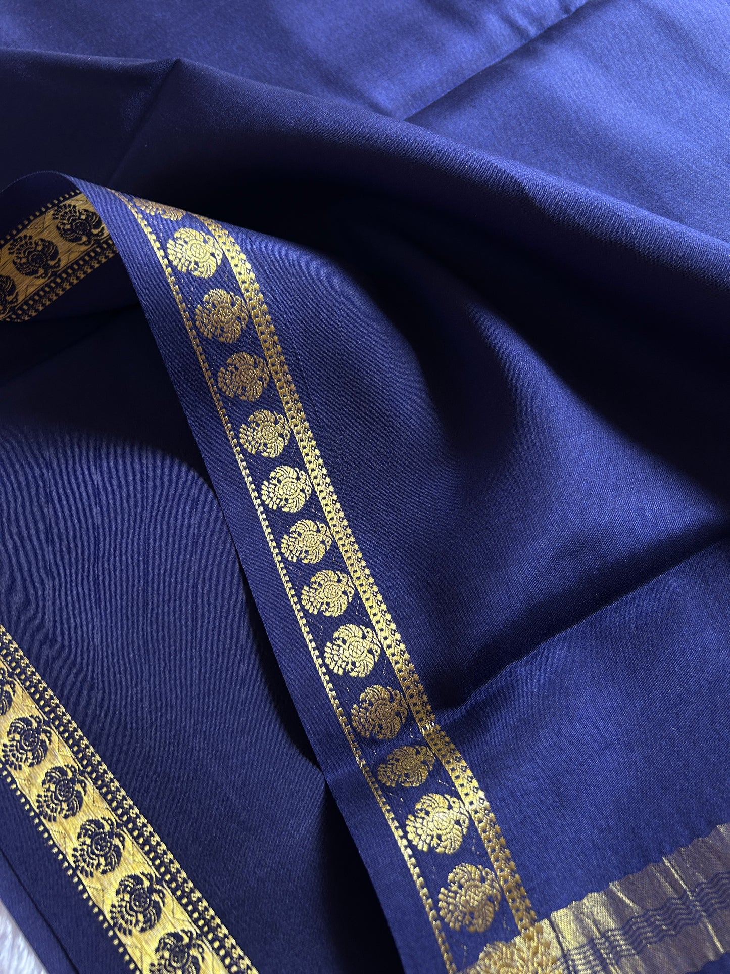 Pure CSS zari Mysore crepe silk : Dark Blue
