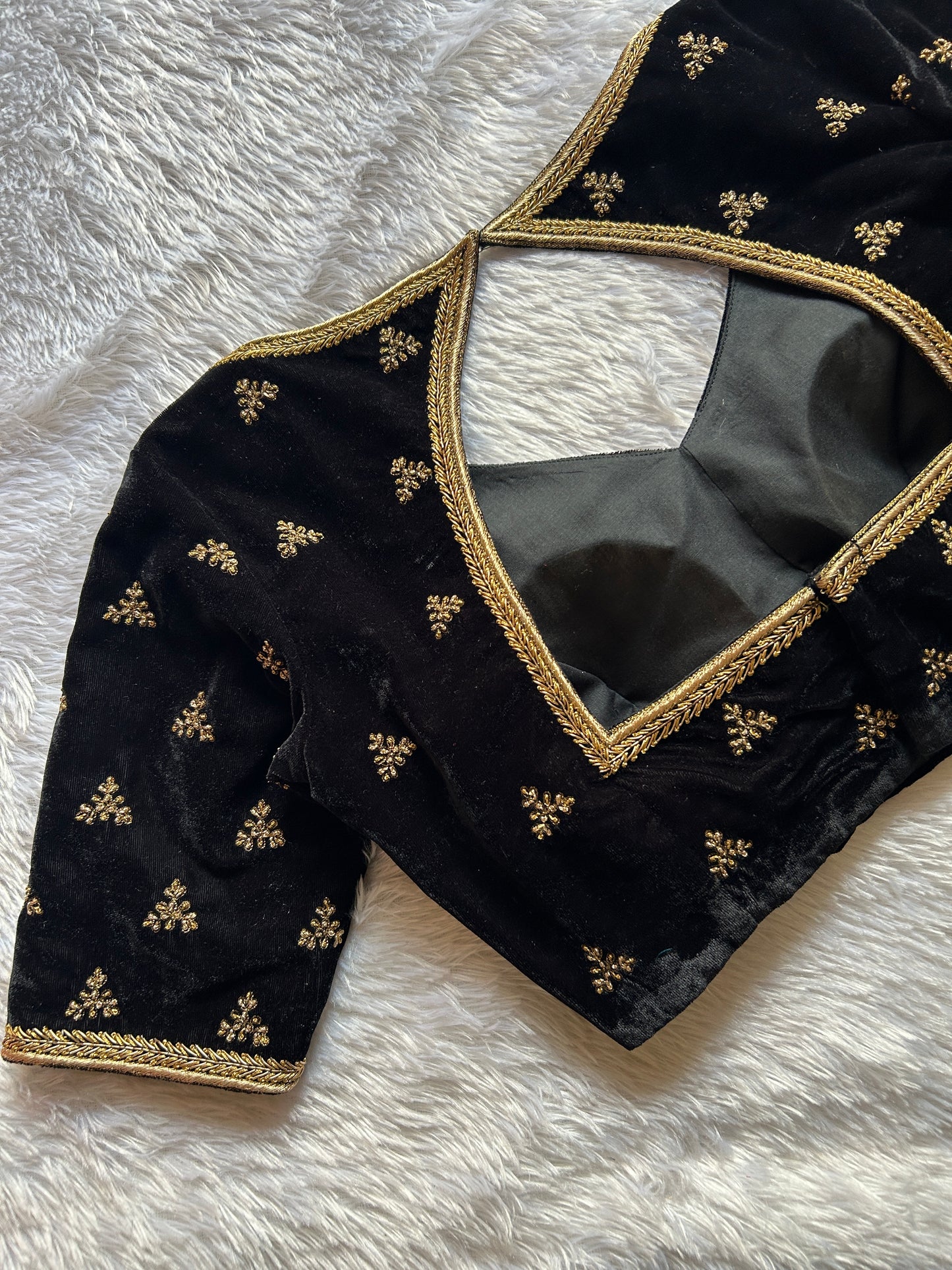Black Velvet Hand Embroidered Blouse