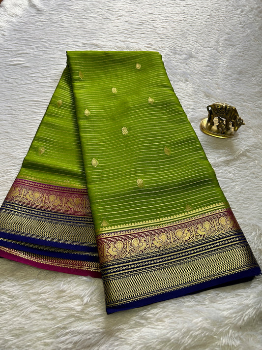 Amulya (3D) : Mehendi green-magenta-navy blue