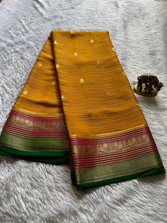 Amulya (3D) : Golden Yellow-Pink-Green