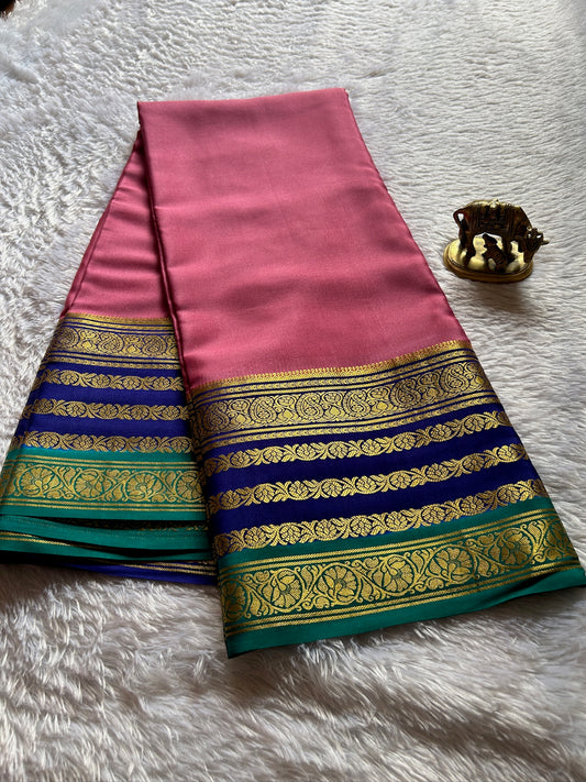 Bindu (3D) : Light Pink-navy blue-Teal