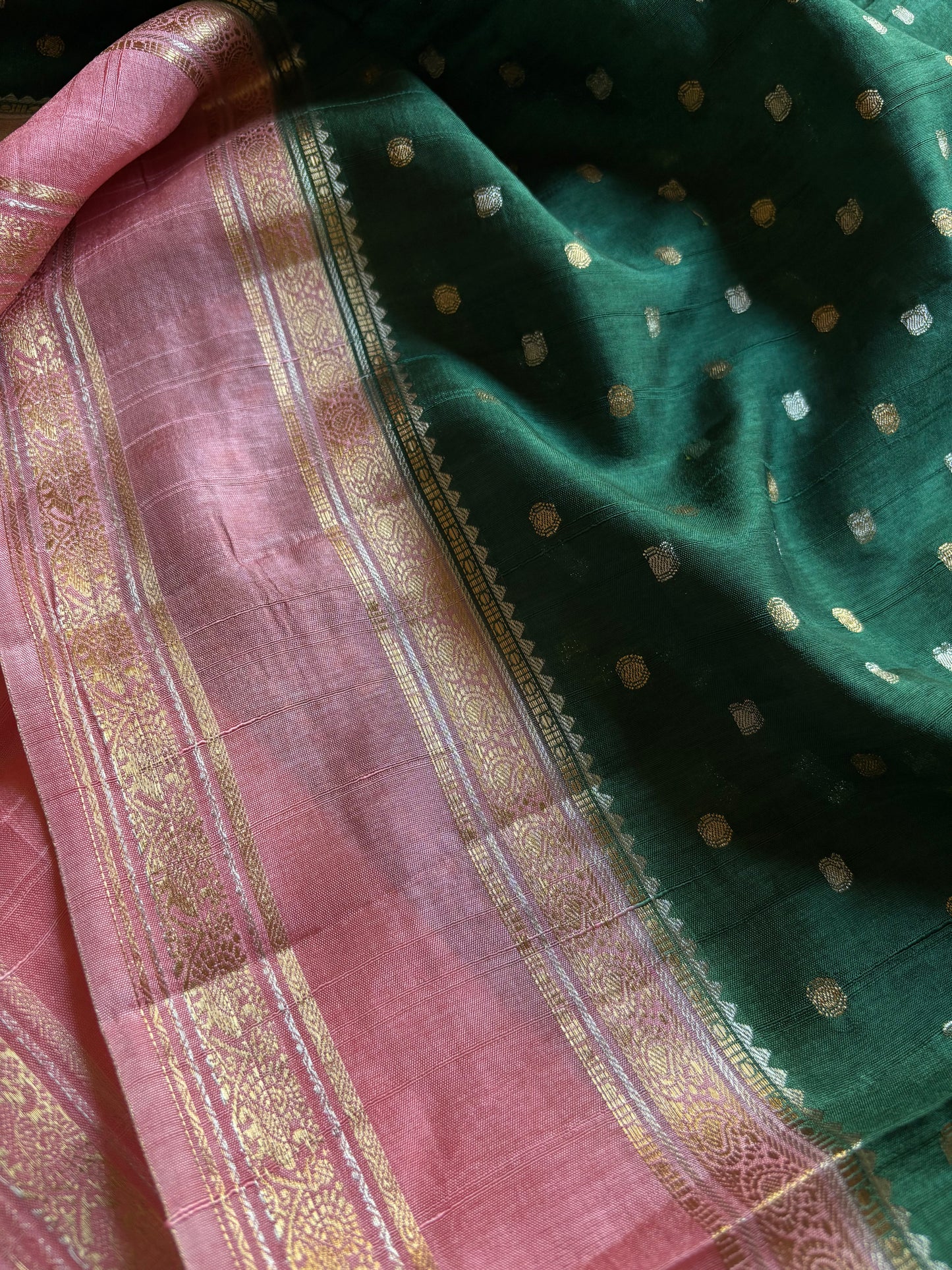 SS101 : Bottle green - Light Pink