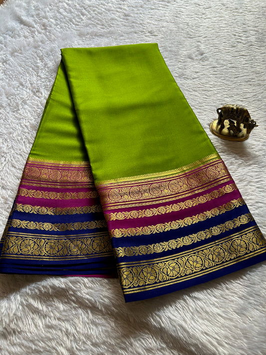 Bindu (3D) : Mehendi green-magenta-navy blue