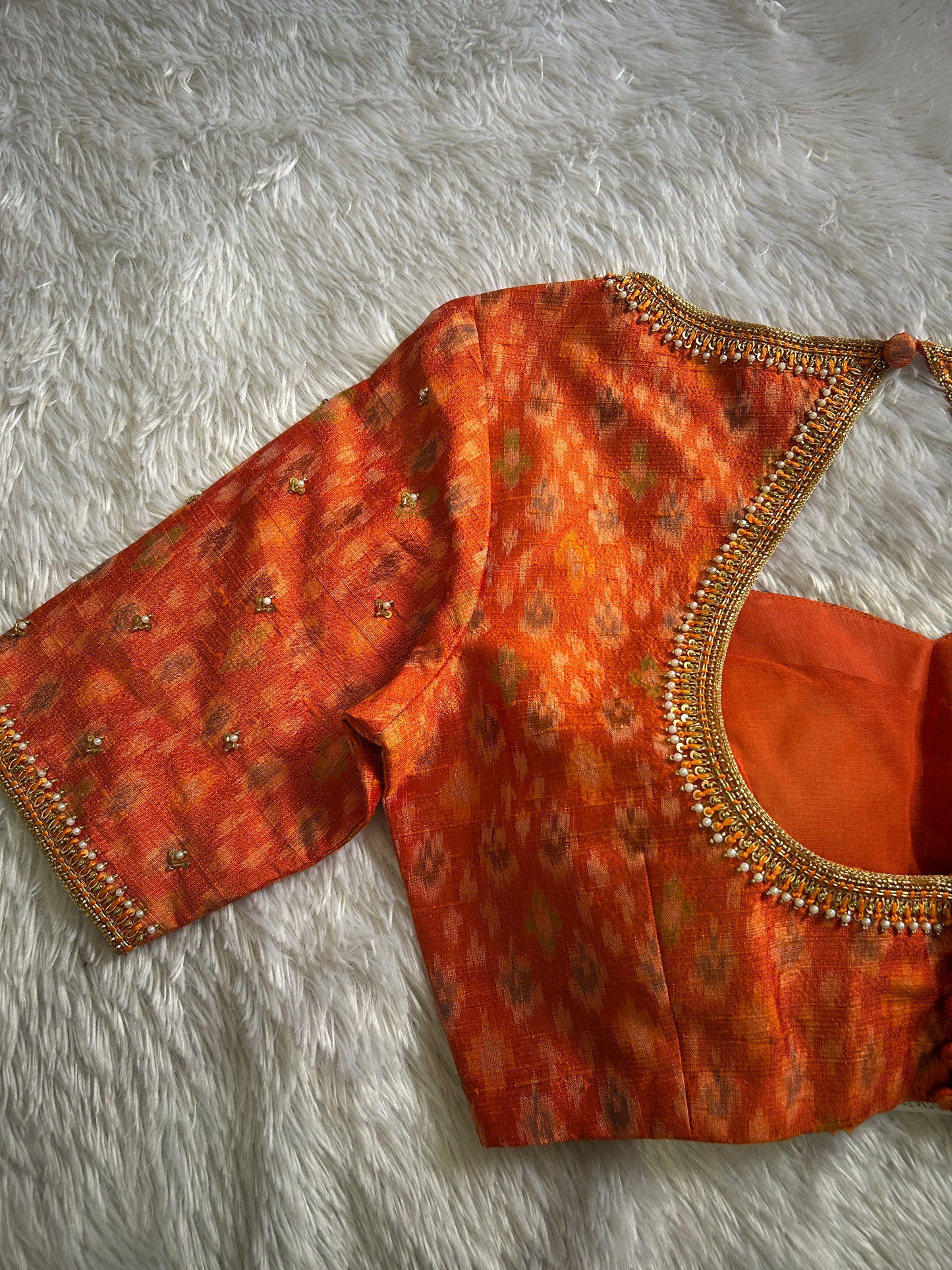 Orange Hand Embroidered Blouse