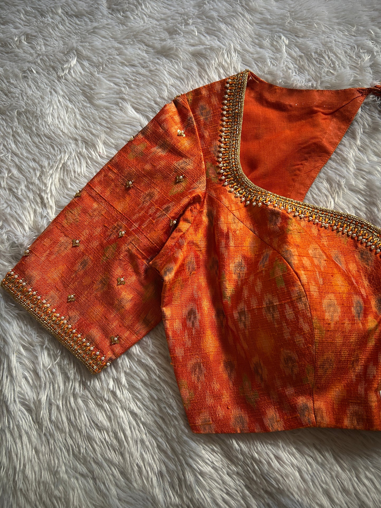 Orange Hand Embroidered Blouse
