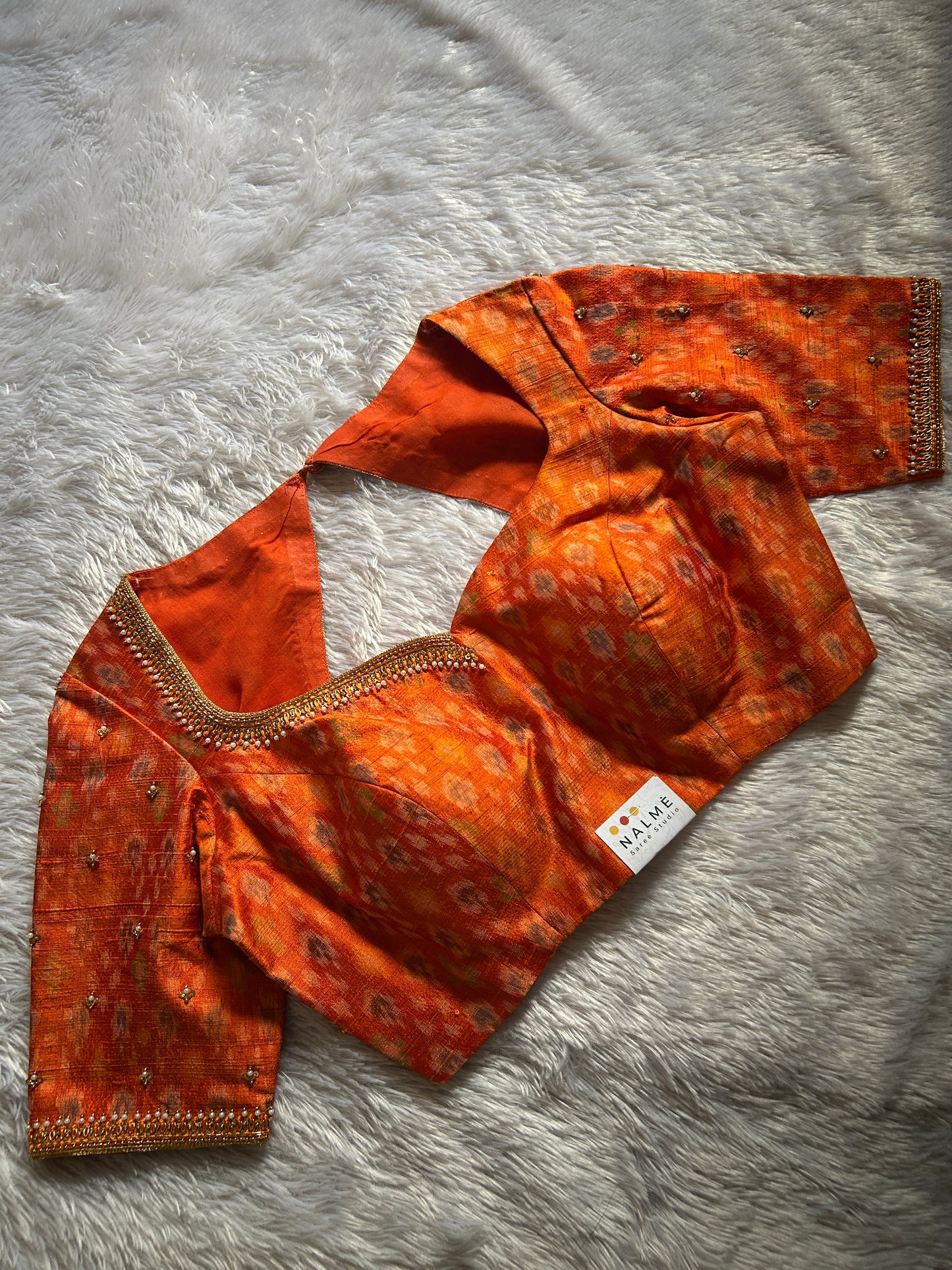 Orange Hand Embroidered Blouse
