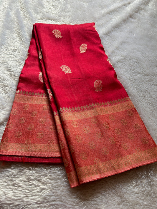 Soft Tussar (2D) : Red-peach