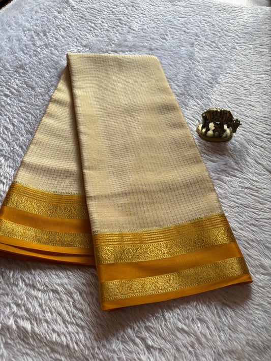 Gayatri (2D) : Off white-golden yellow