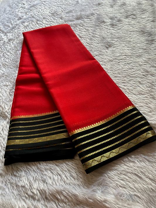 Light weight pure crepe: Red-black