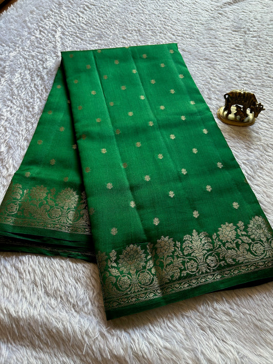 Banarasi Chiniya : Solid Bottle green