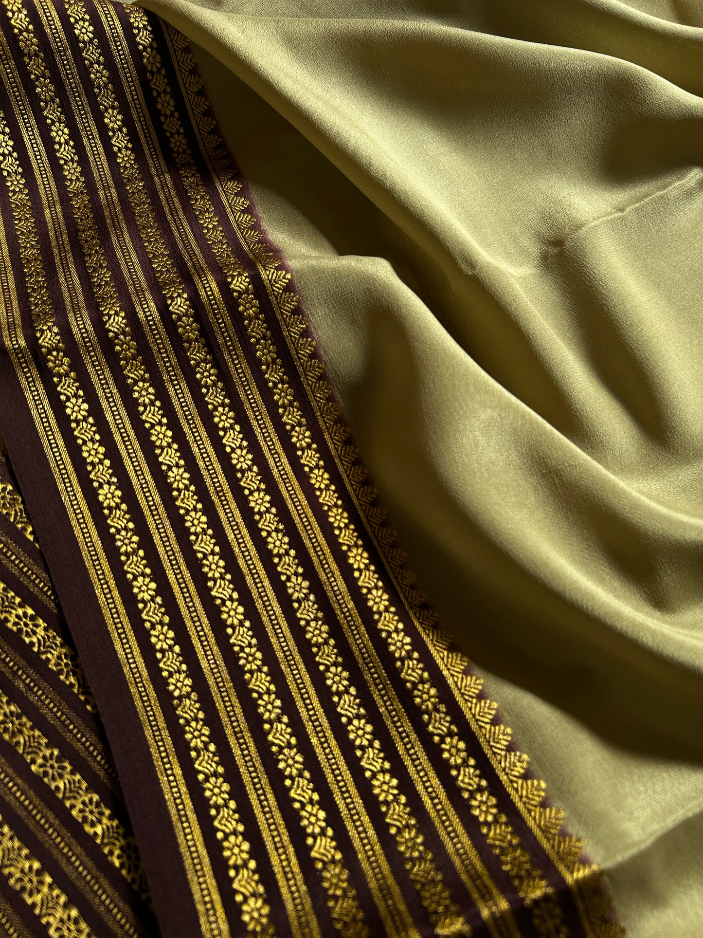 Poornima (2D) : Pastel sage green-chocolate brown