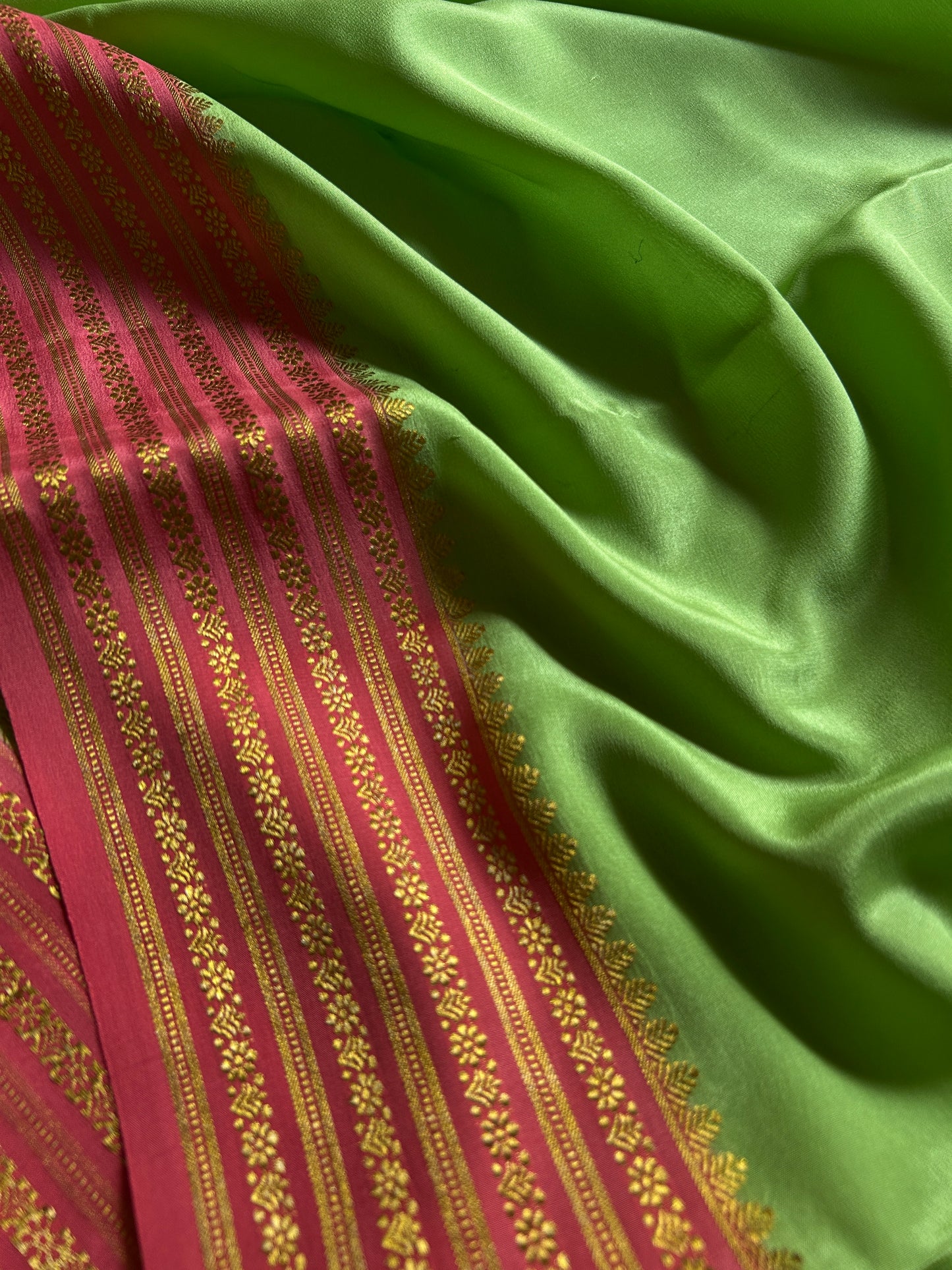 Poornima (2D) : Mint green-peach pink