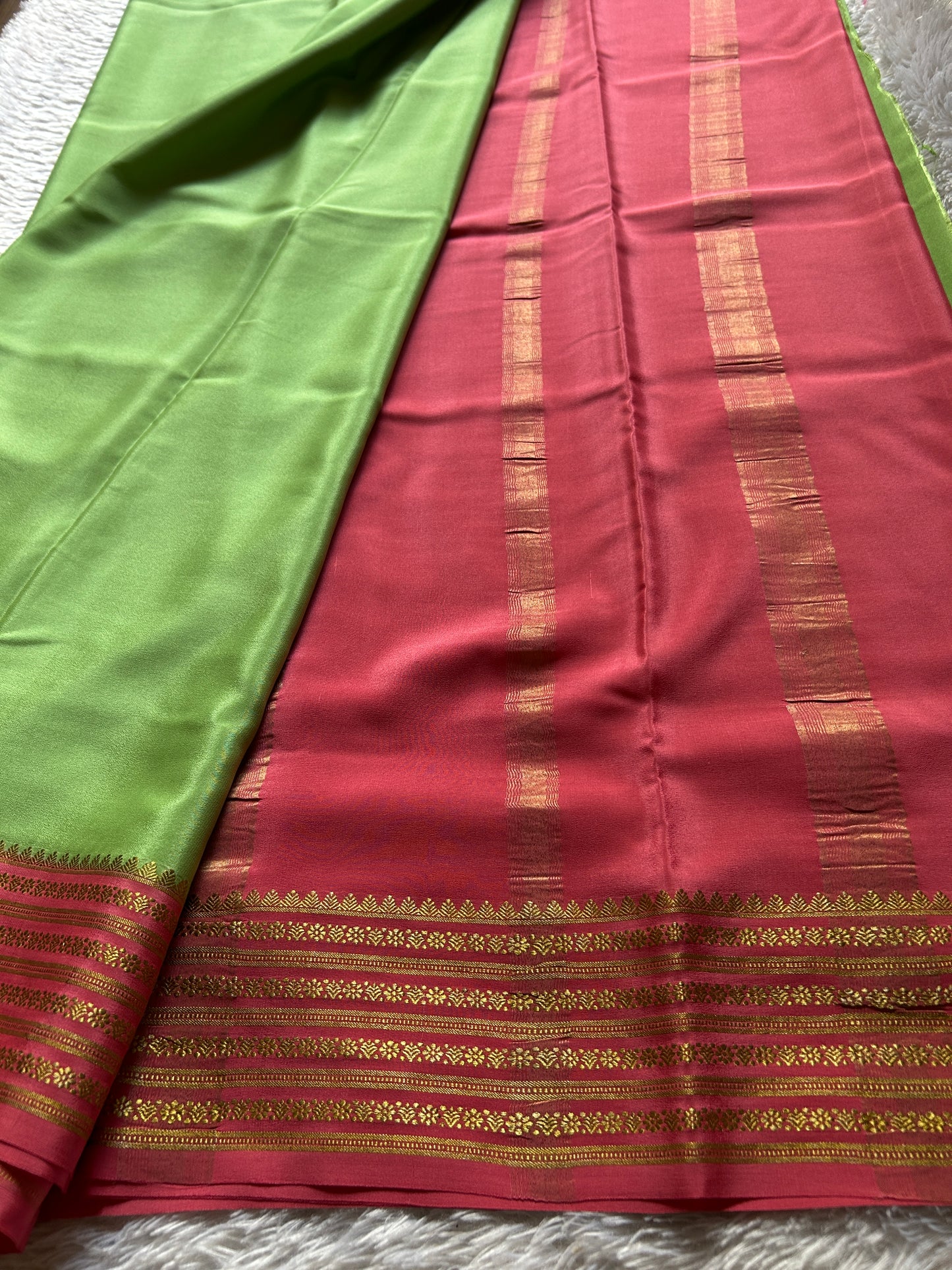 Poornima (2D) : Mint green-peach pink
