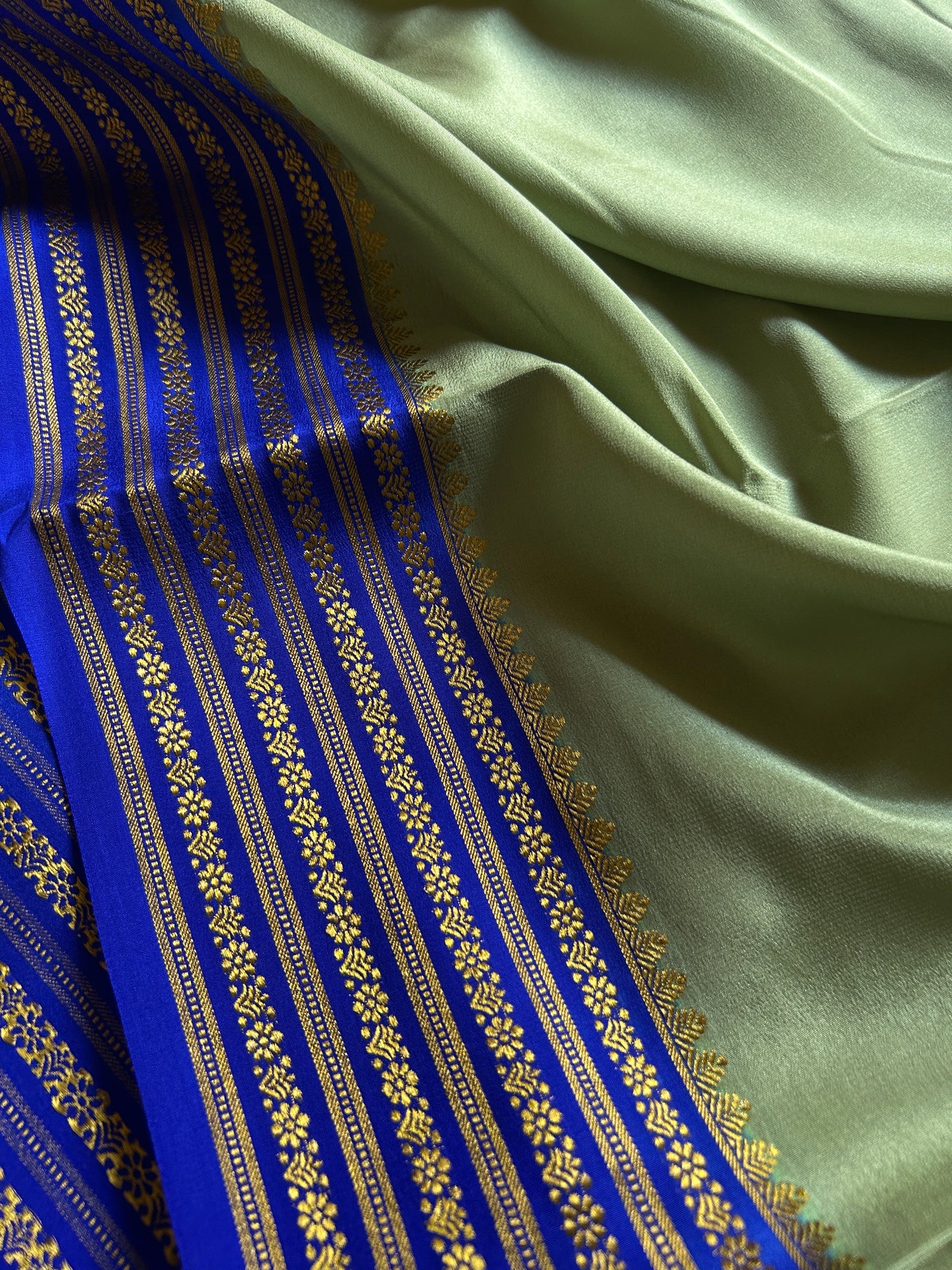 Poornima (2D) : Sage green-royal blue