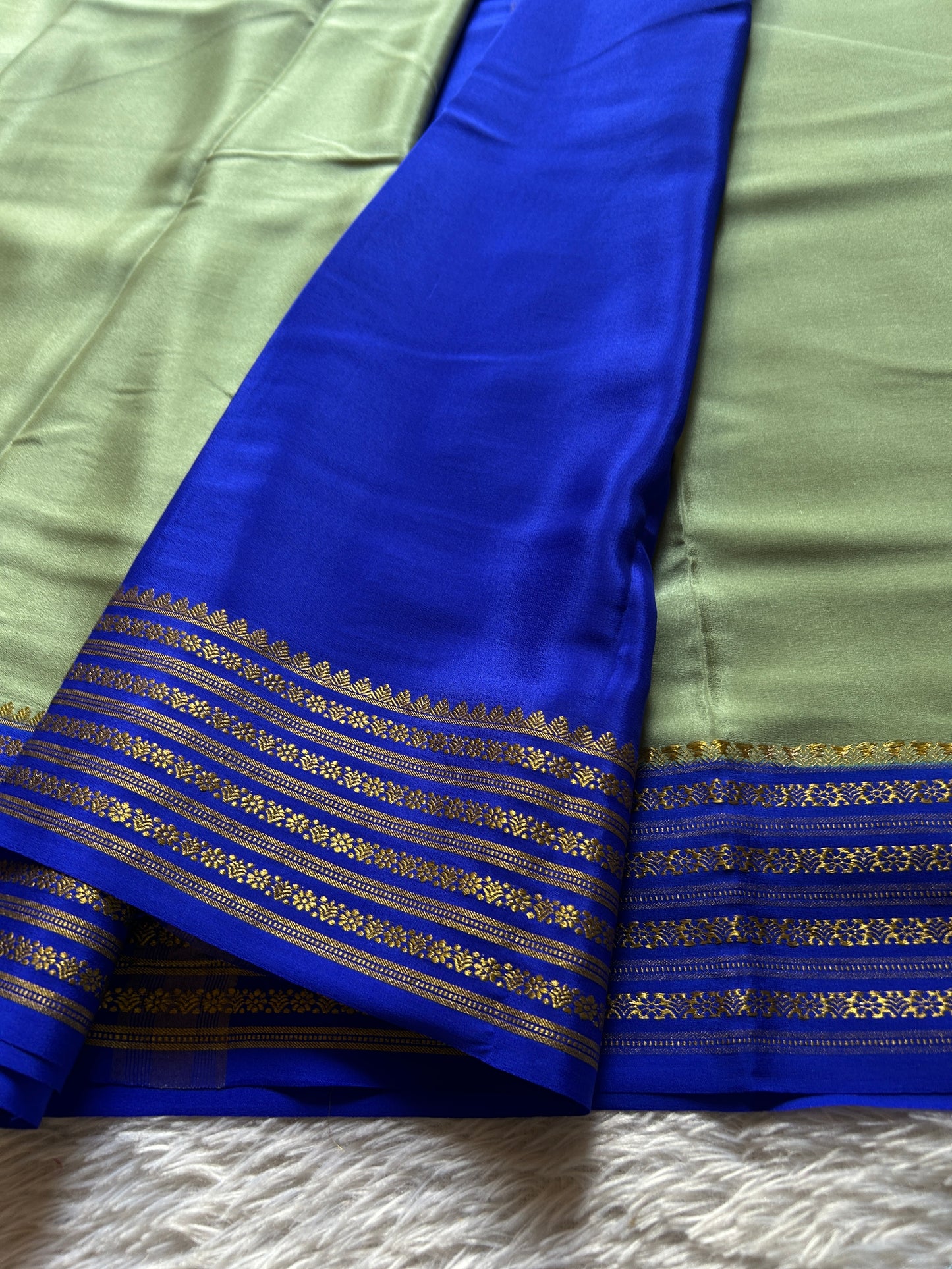 Poornima (2D) : Sage green-royal blue