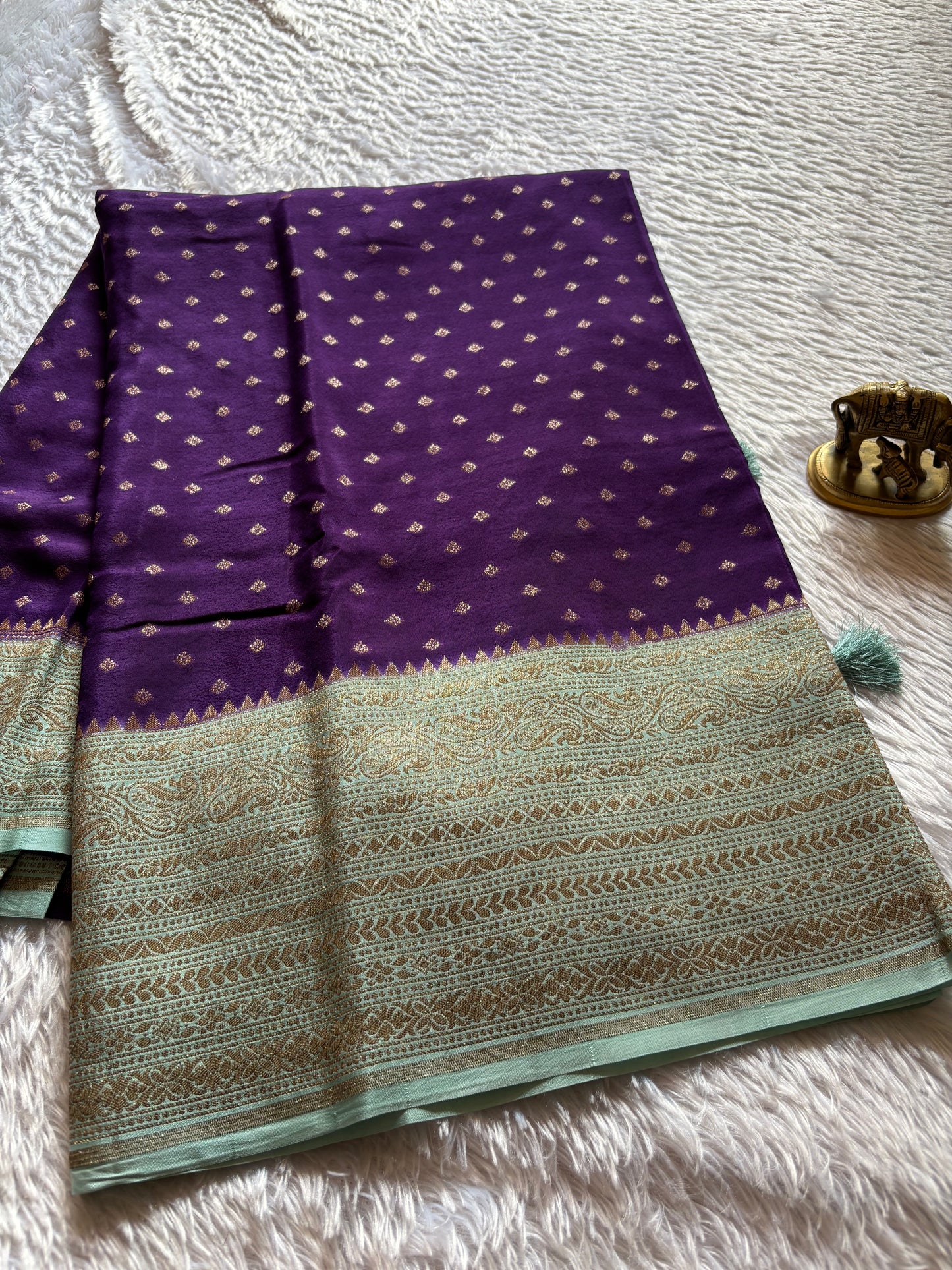 Soft Crepe Banarasi (2D) : Violet-powder blue