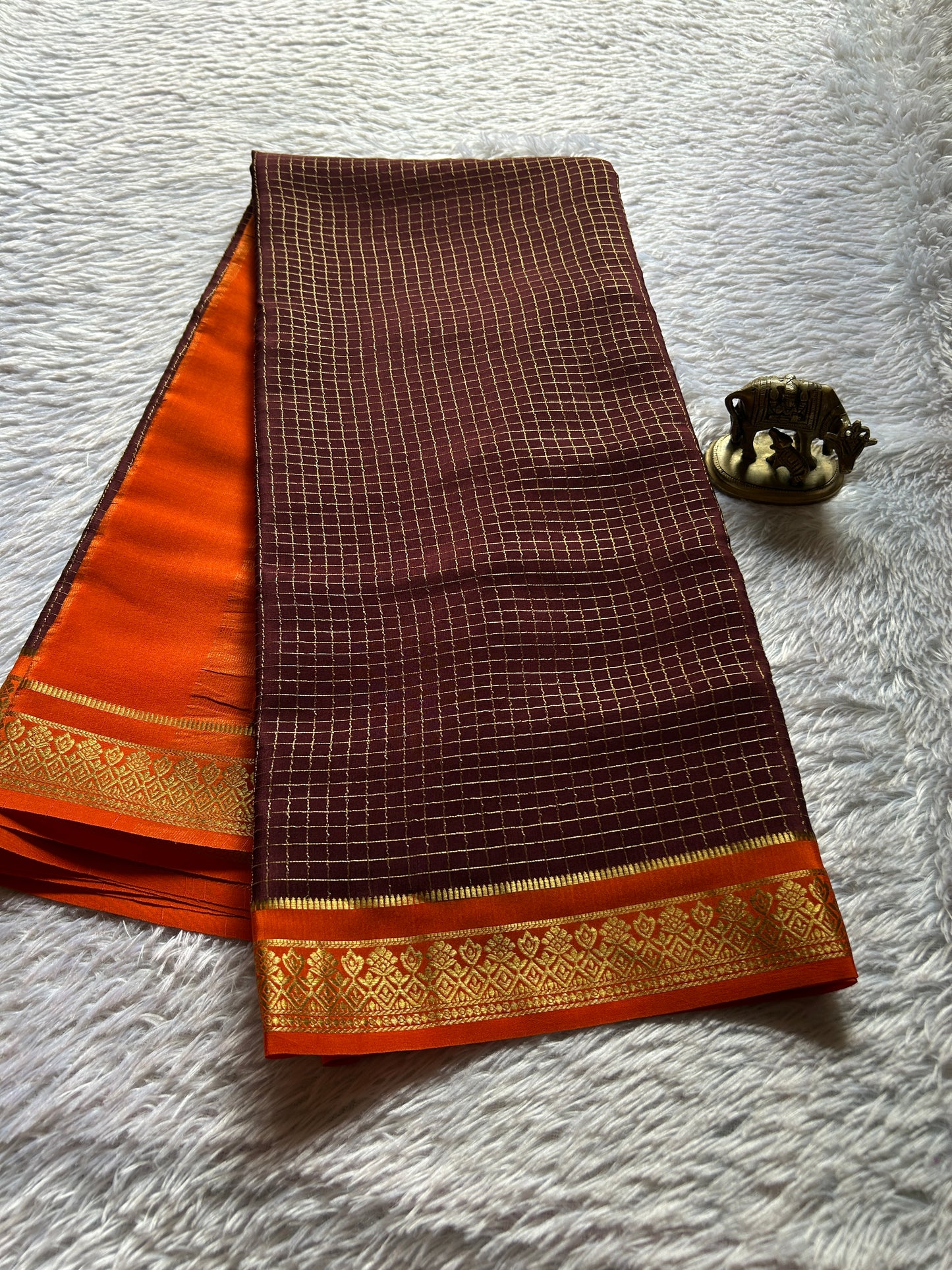 Vishakha (2D) : Chocolate brown-orange