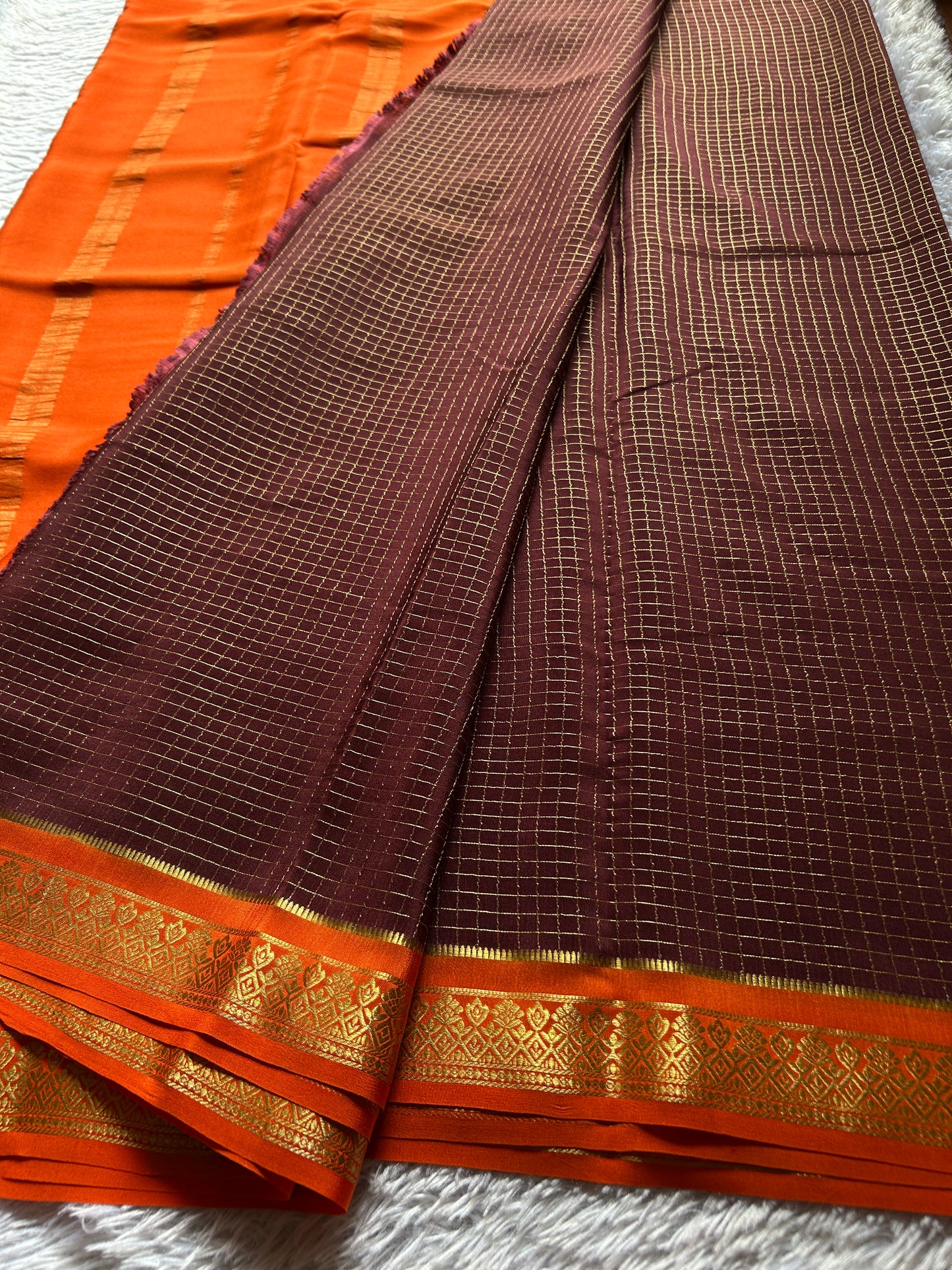 Vishakha (2D) : Chocolate brown-orange