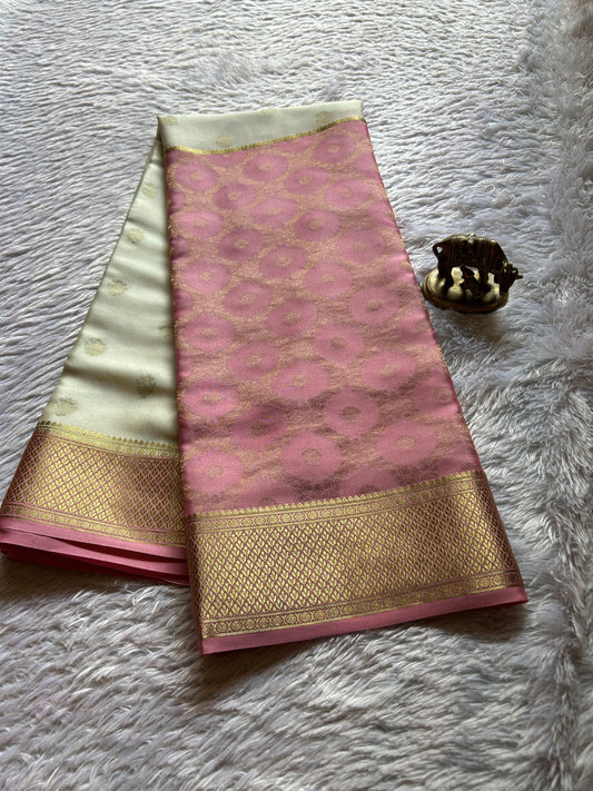 Sparsha (2D) : Brocade Baby pink-off white