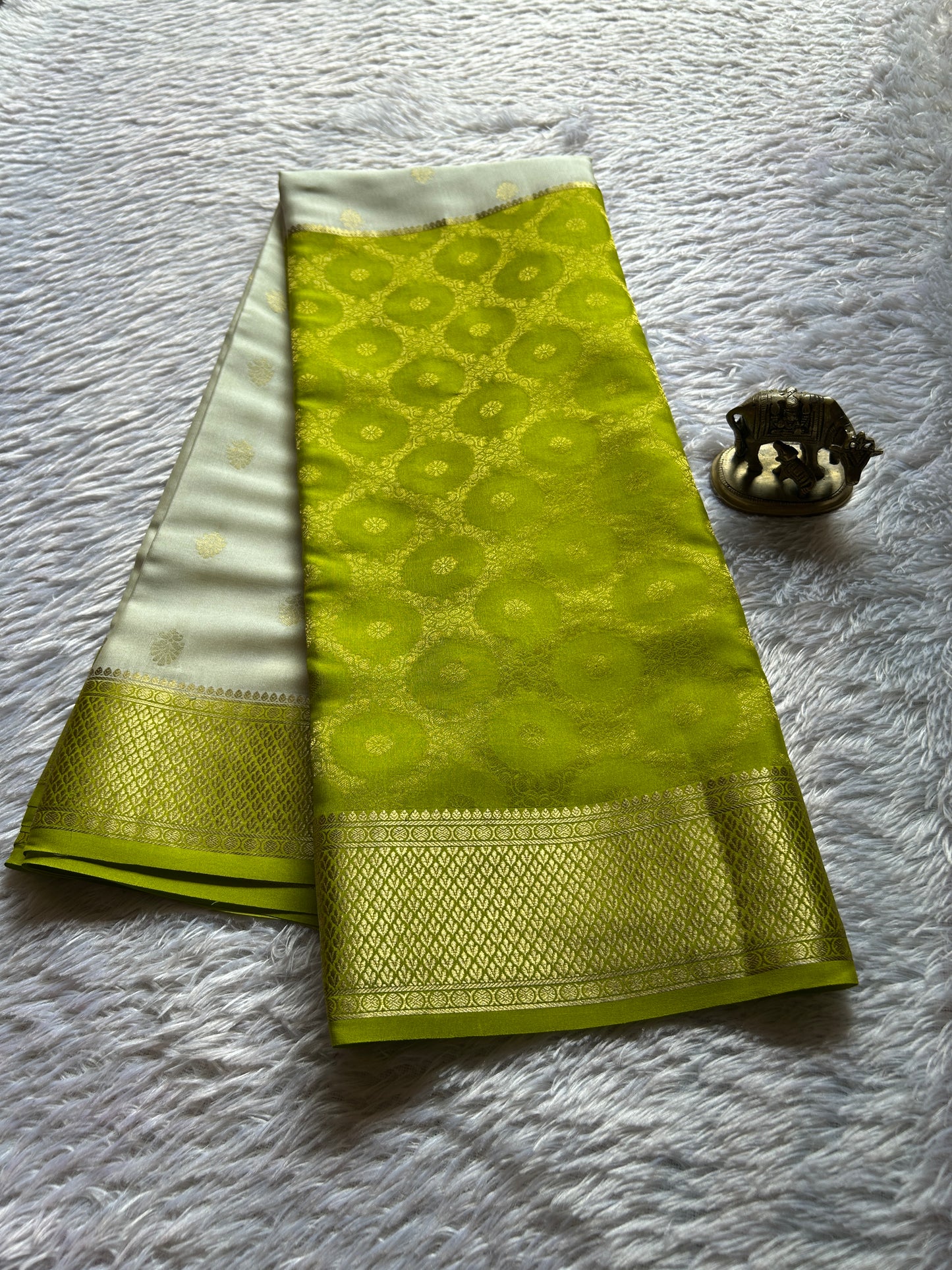 Sparsha (2D) : Brocade Mehendi green-off white