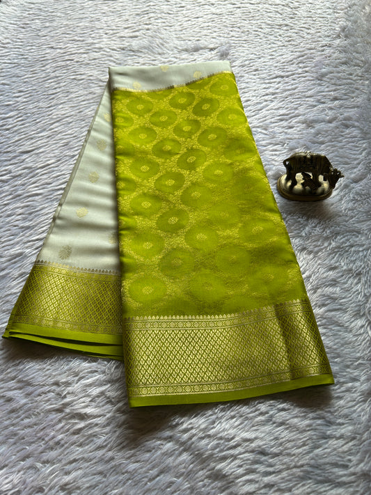 Sparsha (2D) : Brocade Mehendi green-off white