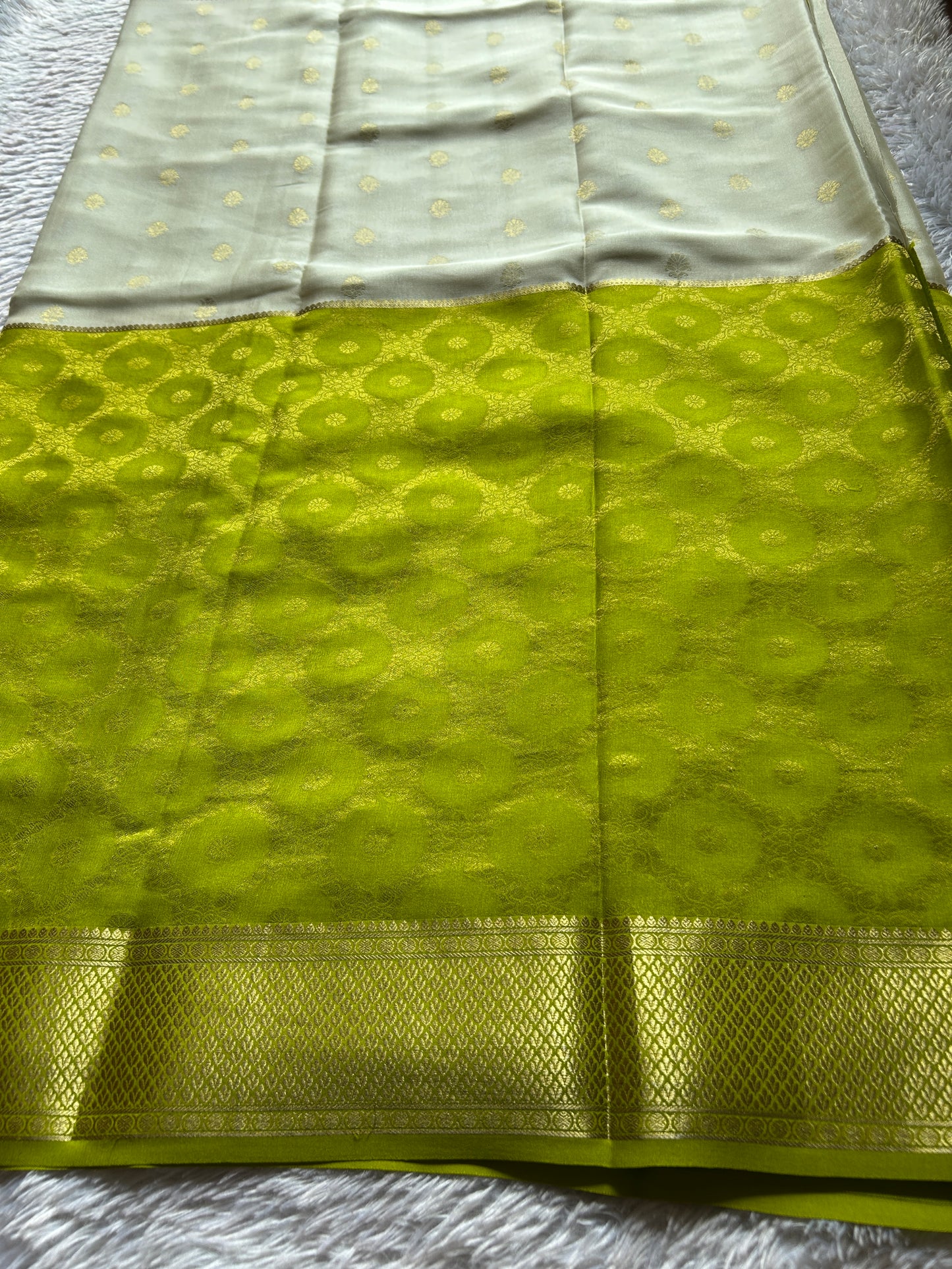 Sparsha (2D) : Brocade Mehendi green-off white