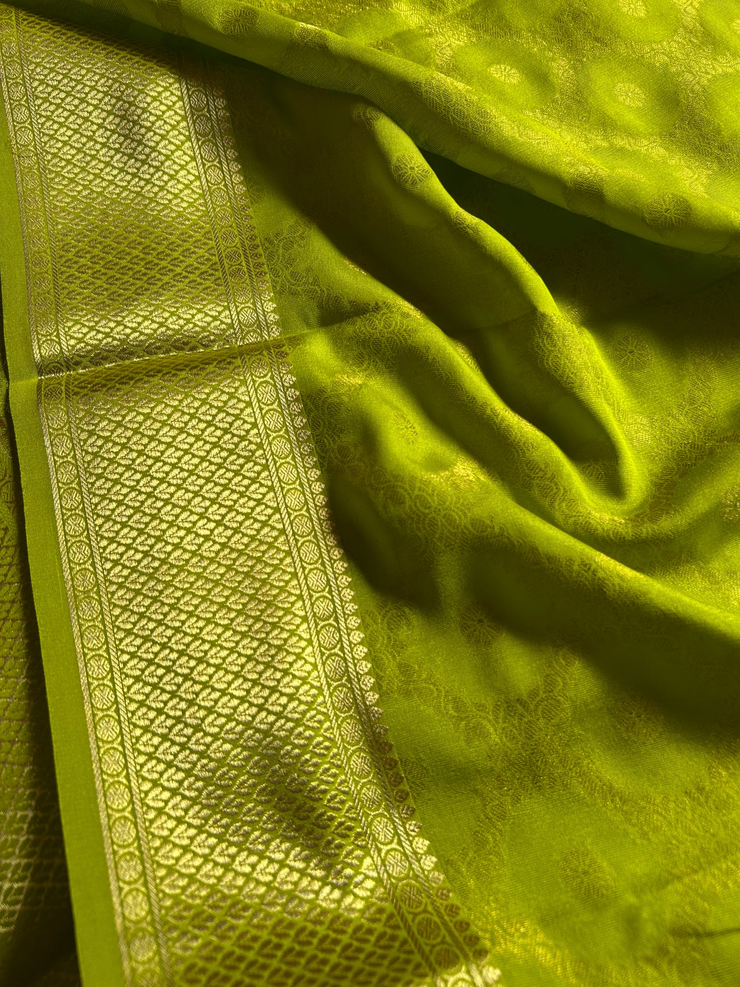 Sparsha (2D) : Brocade Mehendi green-off white