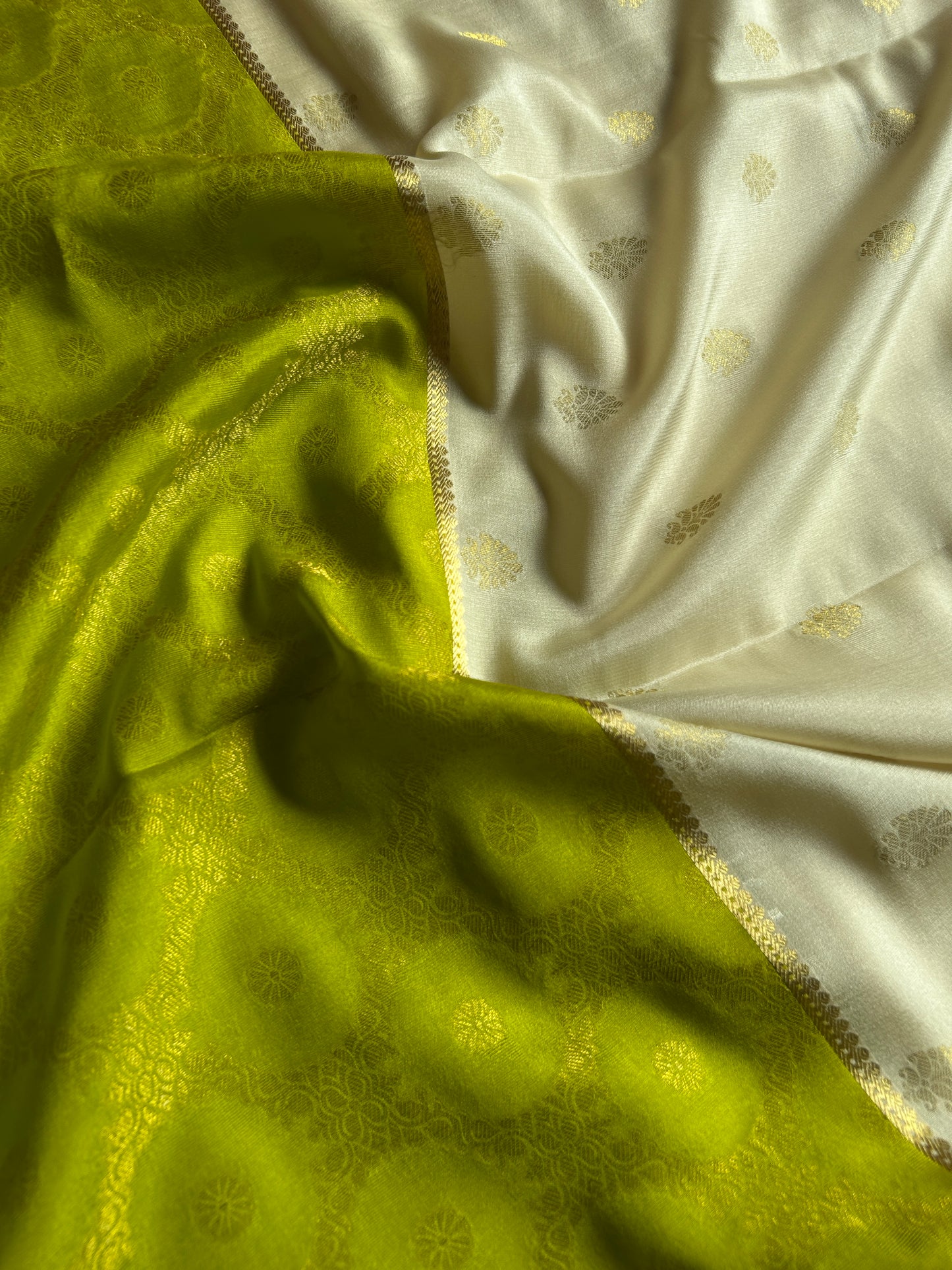 Sparsha (2D) : Brocade Mehendi green-off white