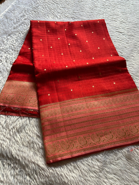 Semi Soft Silk (2D) : Red-peach